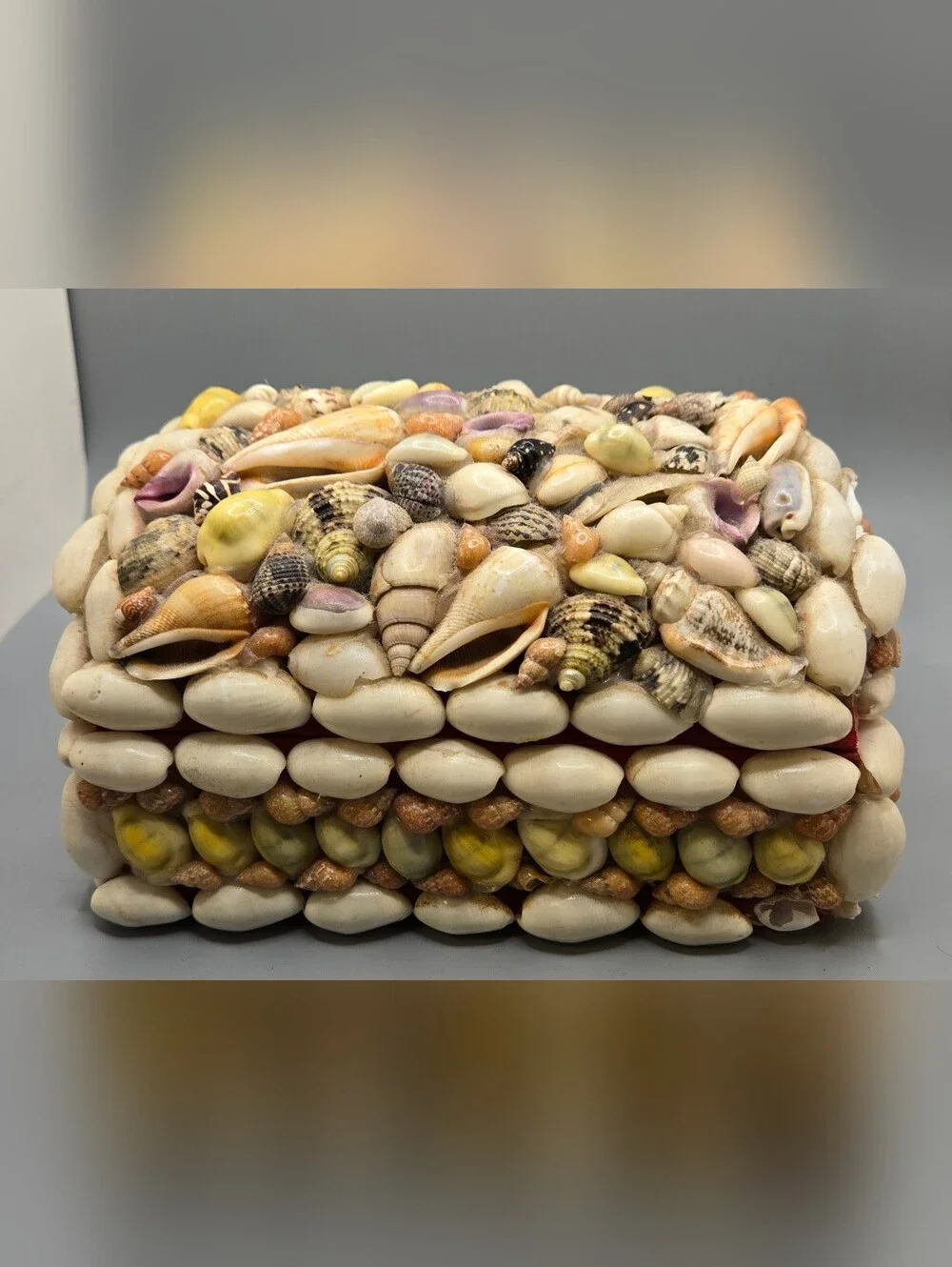Handmade Seashell Jewelry Box Organizer Circa 1950s Kitsch